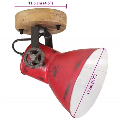 vidaXL Vegglampe 25 W mørkerød 11,5x11,5x25 cm E27