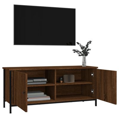 vidaXL TV-benk med dører brun eik 102x35x45 cm konstruert tre