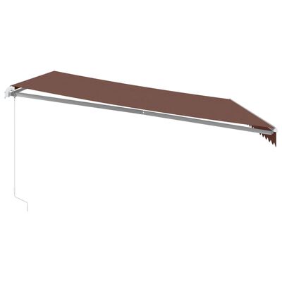 vidaXL Manuell uttrekkbar markise med LED brun 450x350 cm