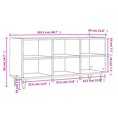 vidaXL TV-benk brun eik 103,5x30x50 cm konstruert tre