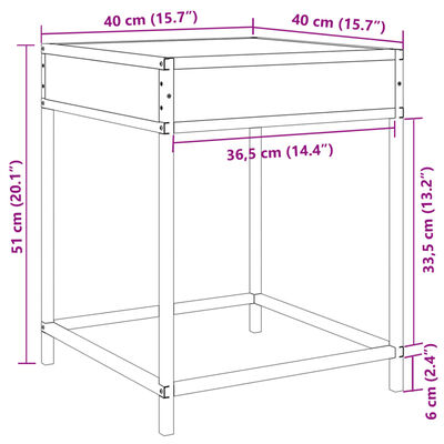 vidaXL Salongbord med Infinity LED svart 40x40x51 cm