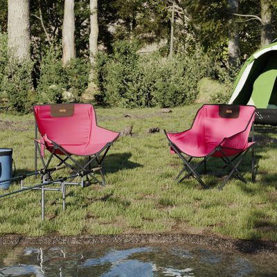 vidaXL Campingstoler med lomme 2 stk sammenleggbar rosa