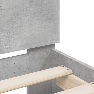 vidaXL Sengeramme med hodegavl betonggrå 160x200 cm konstruert tre