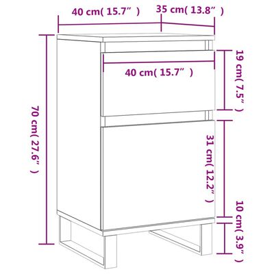 vidaXL Skjenk grå sonoma 40x35x70 cm konstruert tre