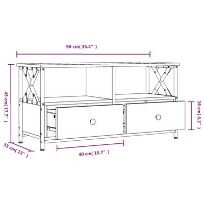 vidaXL TV-benk svart 90x33x45 cm konstruert tre og jern