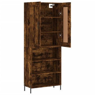 vidaXL Highboard røkt eik 69,5x34x180 cm konstruert tre