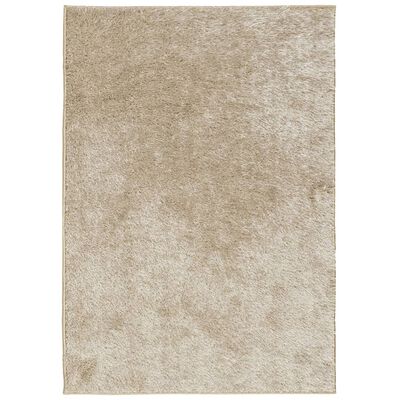 vidaXL Teppe ISTAN med høy luv skinnende utseende beige 140x200 cm