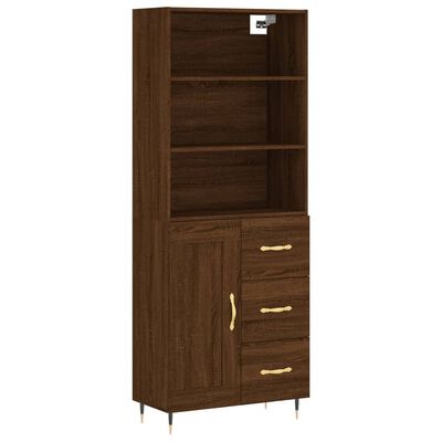 vidaXL Highboard brun eik 69,5x34x180 cm konstruert tre