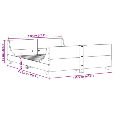 vidaXL Sengeramme uten madrass hvit 120x200 cm heltre furu