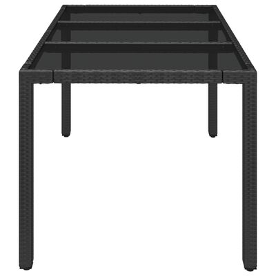 vidaXL Hagebord med glassplate svart 150x90x75 cm polyrotting