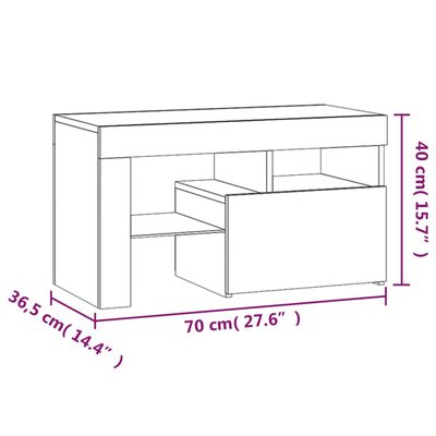 vidaXL Nattbord 2 stk med LED svart 70x36,5x40 cm