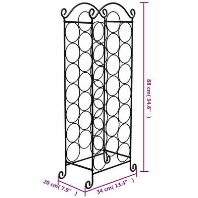 vidaXL Vinstativ for 21 flasker metall