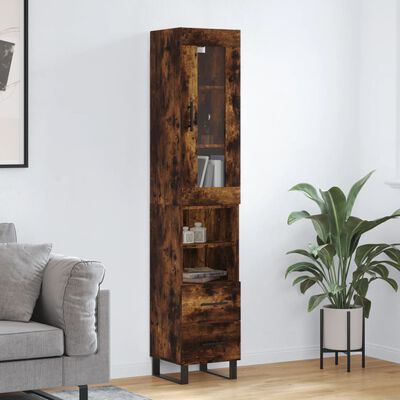 vidaXL Highboard røkt eik 34,5x34x180 cm konstruert tre