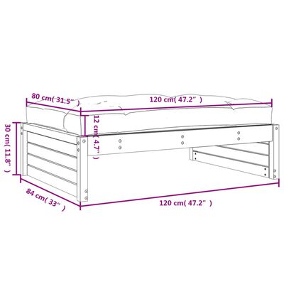 vidaXL Hagefotskammel grå 120x80 cm heltre furu