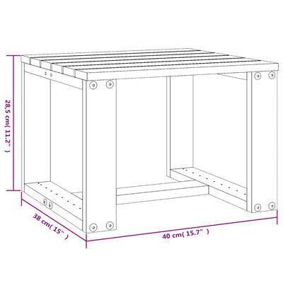 vidaXL Hagebord svart 40x38x28,5 cm heltre furu