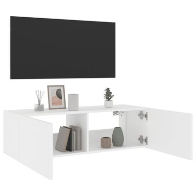 vidaXL Vegghengt TV-benk med LED hvit 100x35x31 cm