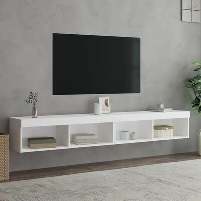 vidaXL TV-benker med LED-lys 2 stk hvit 100x30x30 cm