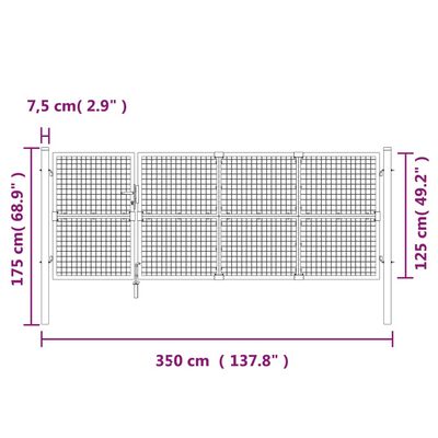 vidaXL Hageport netting sølv 350x175 cm galvanisert stål