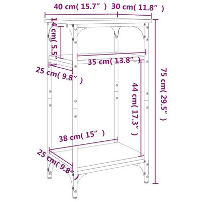 vidaXL Sidebord svart 40x30x75 cm konstruert tre