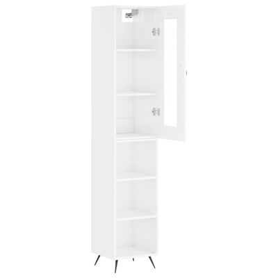 vidaXL Highboard høyglans hvit 34,5x34x180 cm konstruert tre