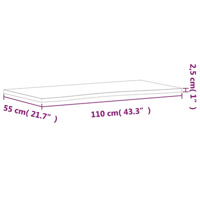 vidaXL Bordplate 110x(50-55)x2,5 cm heltre bøk