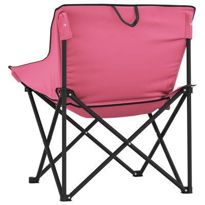 vidaXL Campingstoler med lomme 2 stk sammenleggbar rosa