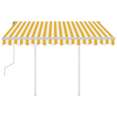 vidaXL Manuell uttrekkbar markise med stolper 3,5x2,5 m gul og hvit