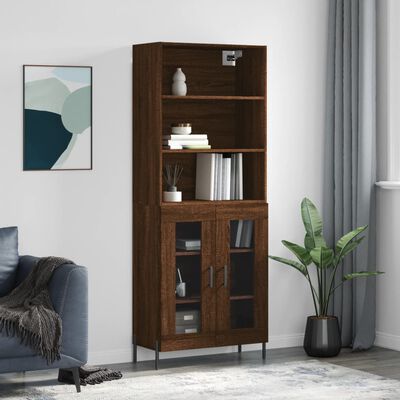 vidaXL Highboard brun eik 69,5x34x180 cm konstruert tre