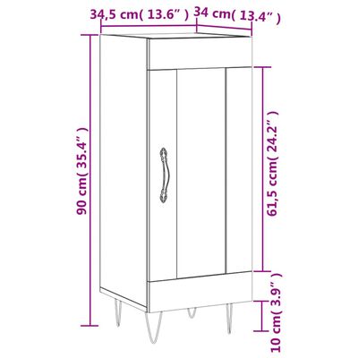 vidaXL Skjenk grå sonoma 34,5x34x90 cm konstruert tre