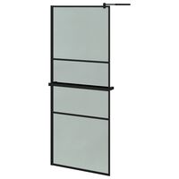 vidaXL Dusjvegg med hylle svart 80x195 cm ESG-glass og aluminium