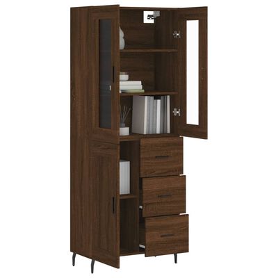 vidaXL Highboard brun eik 69,5x34x180 cm konstruert tre