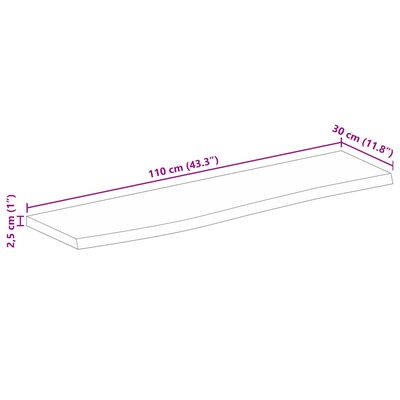 vidaXL Bordplate med naturlig kant 110x30x2,5 cm heltre mango