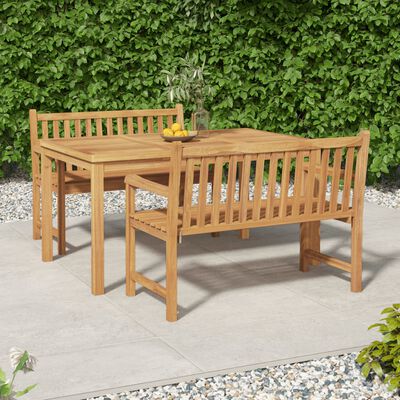 vidaXL Hagespisegruppe 3 deler heltre teak