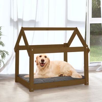 vidaXL Hundeseng honningbrun 81x60x70 cm heltre furu