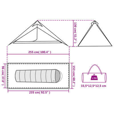 vidaXL Campingtelt tipi 1 person oransje vanntett