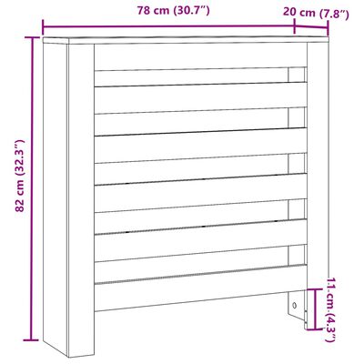 vidaXL Radiatordeksel gammelt tre 78x20x82 cm konstruert tre