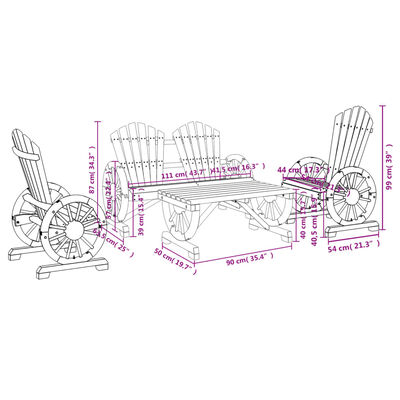 vidaXL Hagesofagruppe 4 deler heltre gran