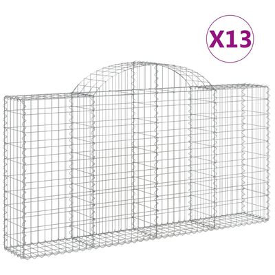 vidaXL Gabionkurver buede 13 stk 200x30x100/120 cm galvanisert jern