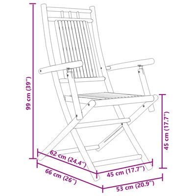 vidaXL Sammenleggbare hagestoler 2 stk 53x66x99 cm bambus