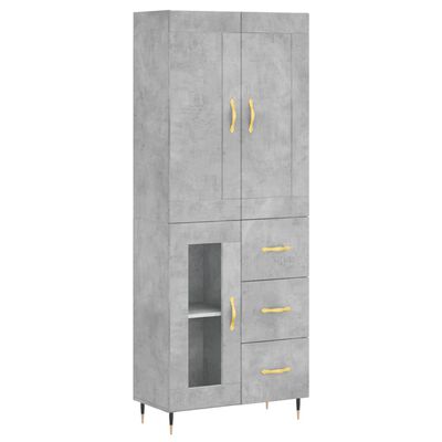 vidaXL Highboard betonggrå 69,5x34x180 cm konstruert tre