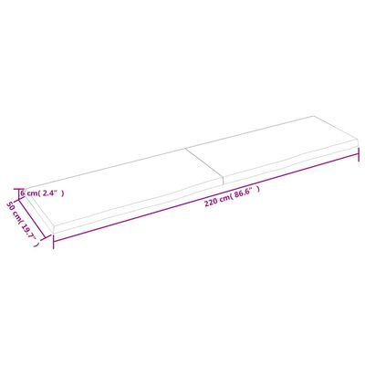 vidaXL Benkeplate til bad 220x50x(2-6) cm ubehandlet heltre