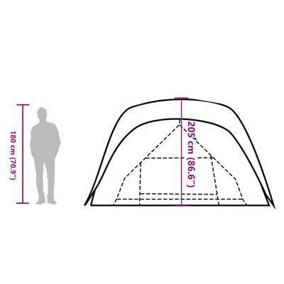 vidaXL Familietelt med veranda 6 personer grå og oransje vanntett