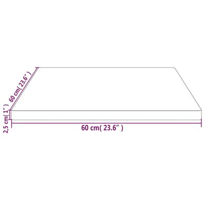 vidaXL Bordplate hvit 60x60x2,5 cm heltre furu rektangulær