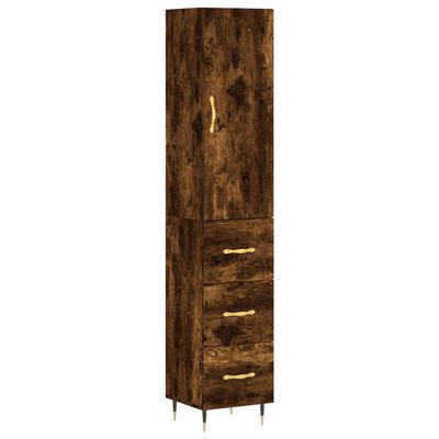 vidaXL Highboard røkt eik 34,5x34x180 cm konstruert tre