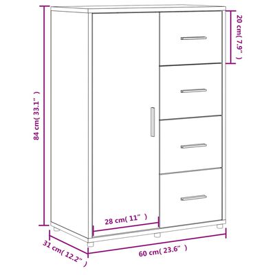 vidaXL Skjenk sonoma eik 60x31x84 cm konstruert tre