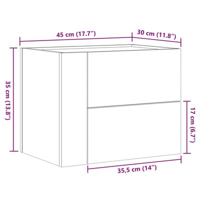 vidaXL Veggmontert nattbord svart 45x30x35 cm