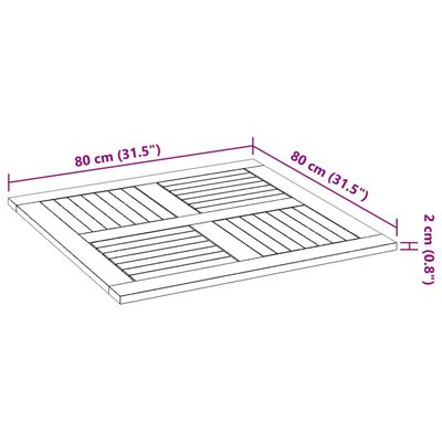 vidaXL Bordplate 80x80x2,2 cm firkantet heltre akasie