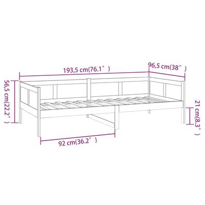 vidaXL Dagseng grå heltre furu 90x190 cm