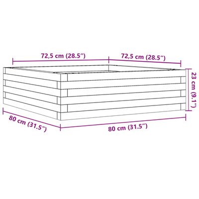 vidaXL Hageplantekasse 80x80x23 cm impregnert furu