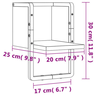 vidaXL Vegghylle med stang svart 20x25x30 cm